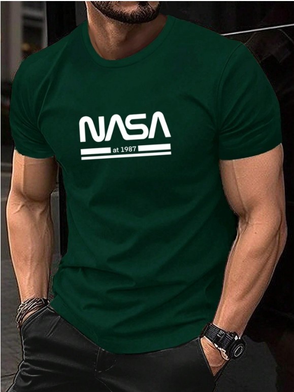 Manfinity Homme - T-shirt à manches courtes imprimé de lettres