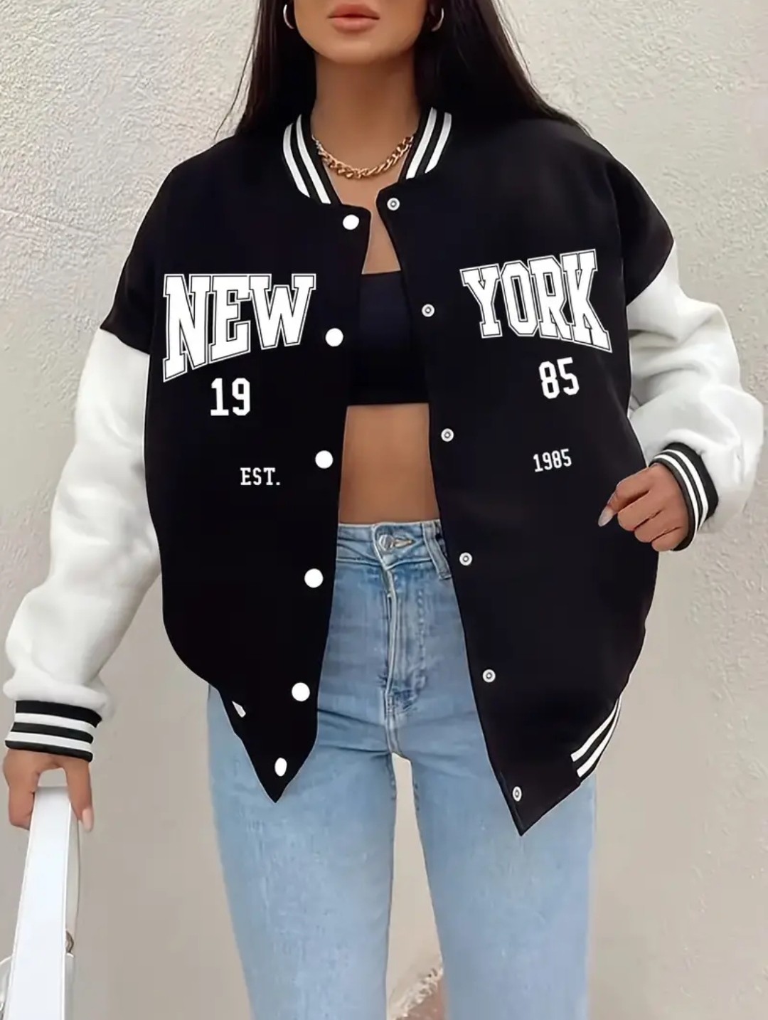 Veste à motif de lettres grande taille, veste décontractée à boutons à manches longues pour le printemps, vêtements grande taille pour femmes