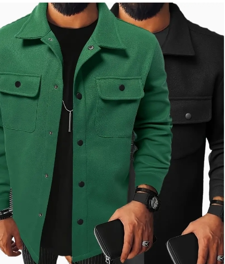 Veste décontractée à poche à rabat pour hommes, manteau mature boutonné chic pour l'automne et l'hiver