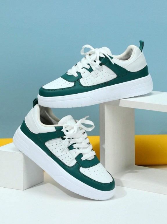 Chaussures Oxford de banlieue à la mode, respirantes, confortables, décontractées, légères et confortables pour hommes pour la marche, les vacances et les fêtes en blanc, blanc-vert et multicolore