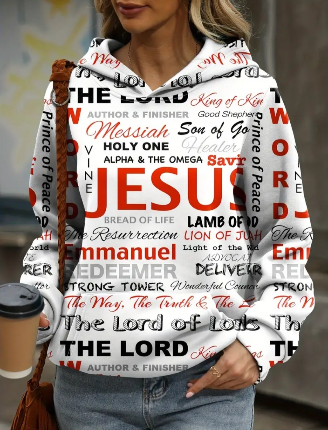 Sweat à capuche décontracté en polyester toutes saisons avec motif alphabet, imprimé aléatoire, lavable et séchable en machine