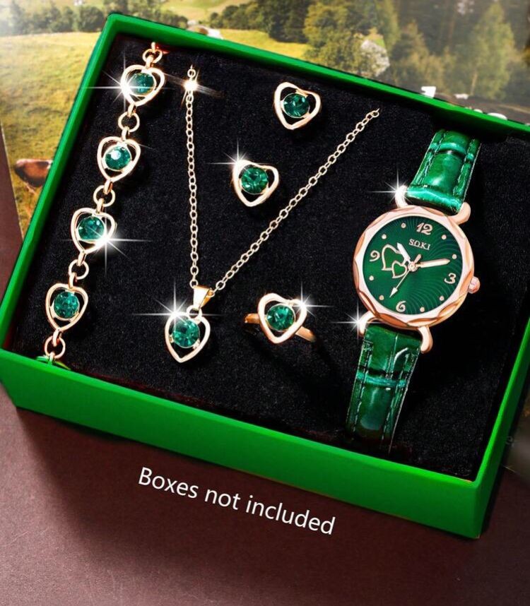 Ensemble Collier Boucle Oreille Montre & Bracelet pour Femme