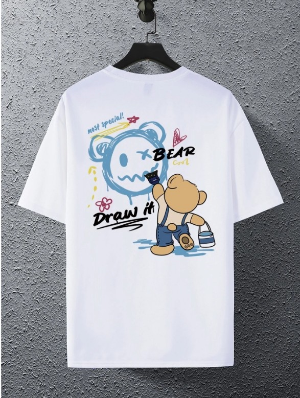 Hypemode Hommes T-Shirts Baggy Crew Neck Manches Courtes Graphic Tee Animal Summer
