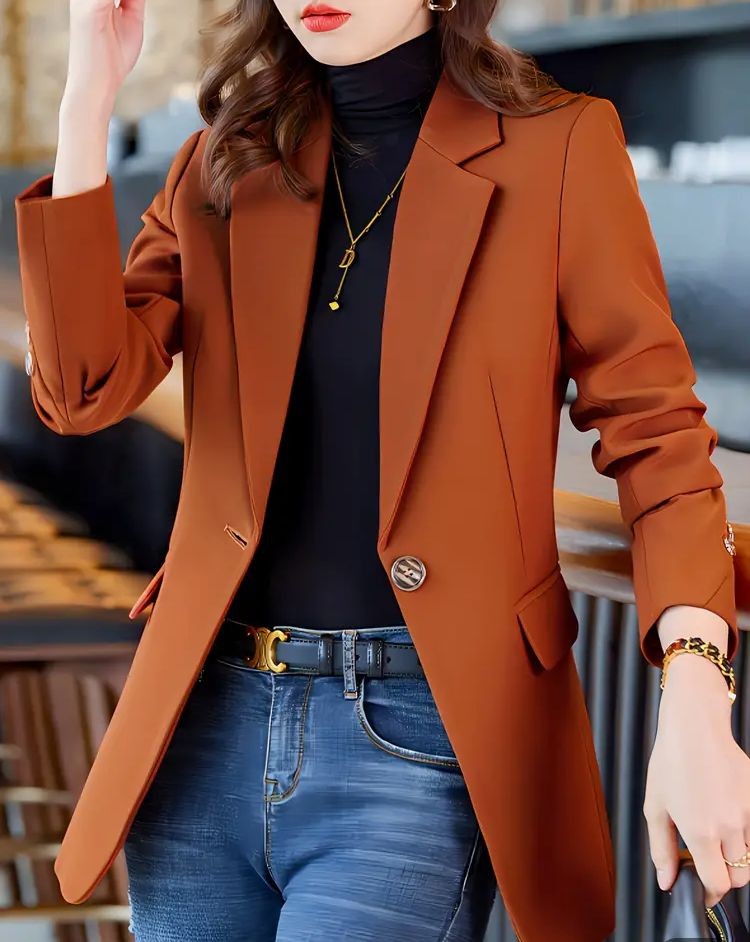 Button Front Blazer Women