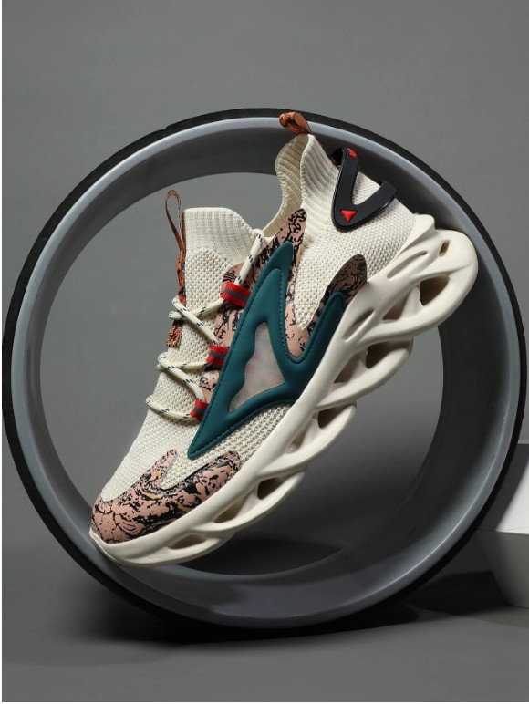 Chaussures décontractées respirantes en maille tissée plate pour hommes à la mode, chaussures de skateboard légères à semelle souple antidérapante, chaussures de sport blanches polyvalentes de niche p