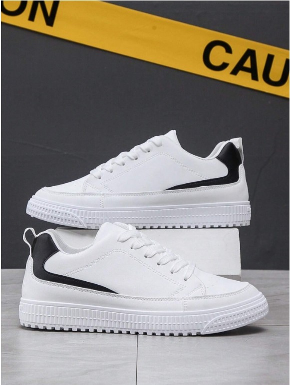 Chaussures de skateboard de Sport décontractées simples pour hommes, baskets antidérapantes pour étudiants, montantes et respirantes, blanches