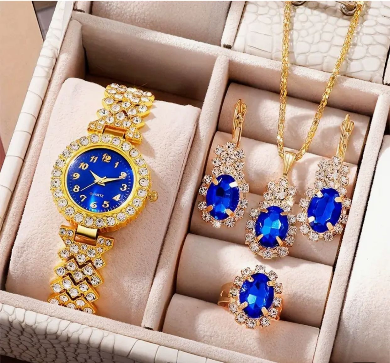 2pcs/set Montre à quartz rose doré pour femme Montre bracelet analogique business fashion et bracelet étoile, cadeau pour maman et elle