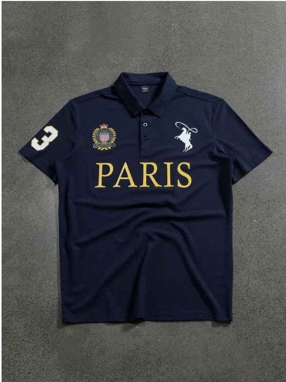 Polo à manches courtes imprimé simple de Manfinity Mode pour hommes