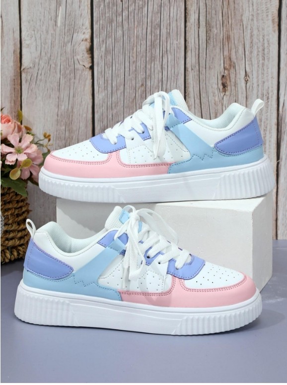 Chaussures de marche plates multicolores pour hommes, blanches/roses/bleues, à la mode, respirantes, confortables, décontractées, légères, Dopamine, pour les déplacements