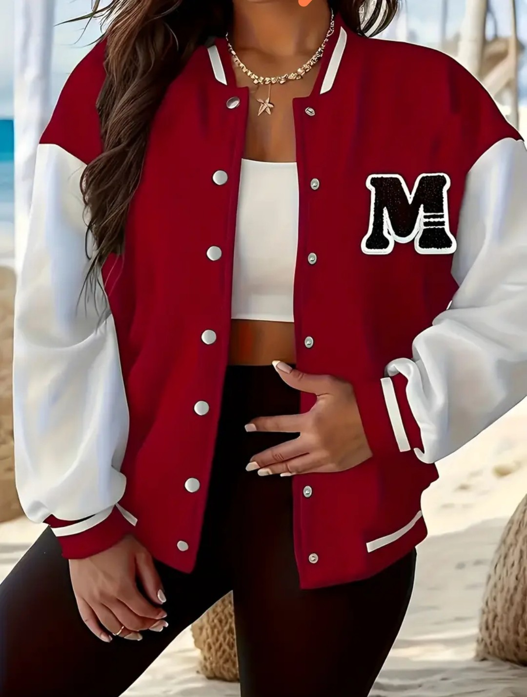 Veste à motif de lettres grande taille, veste décontractée à boutons à manches longues pour le printemps, vêtements grande taille pour femmes